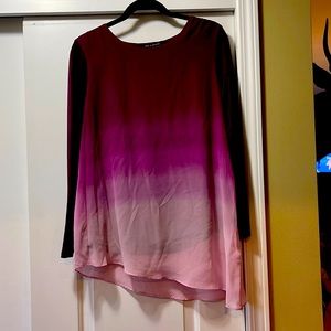 Zac & Rachel Women’s Long Sleeve Purple Ombré Top Size Large Long in Length
